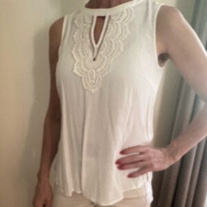 Elegant Ivory Lace Accent Blouse